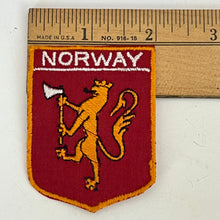 Load image into Gallery viewer, Vintage King Lion Knight Norway Royal Crest Seal Souvenir Sew On Embroidered Patch
