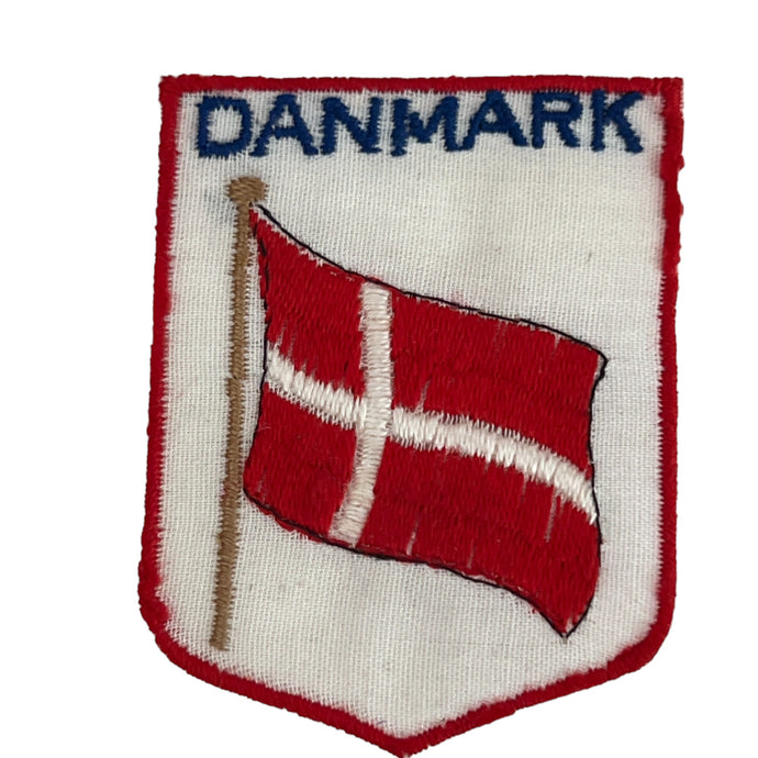 Vintage Denmark Flag Souvenir Sew On Embroidered Patch Badge