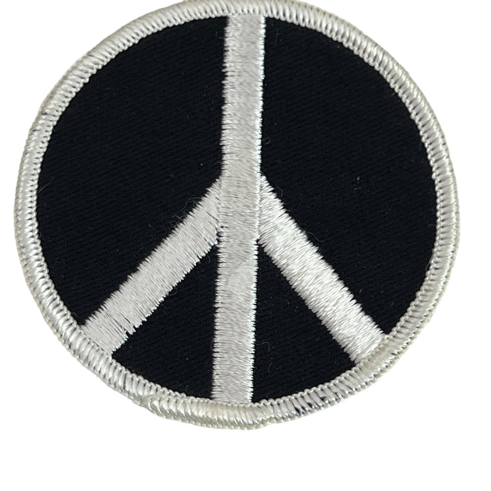 Vintage Peace Sign Black & White World Peace Souvenir Sew On Embroidered Patch