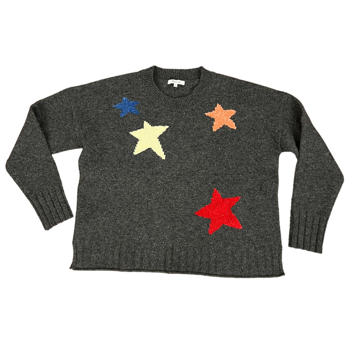 Madewell Sweater Gray Starry Night Pullover 100% Merino Wool Cropped Large