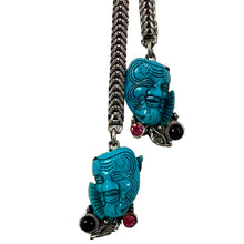 Load image into Gallery viewer, 1960s Selro Noh Mask Necklace Earring Set 
