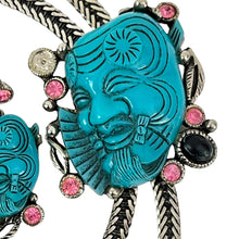 Load image into Gallery viewer, 1960s Selro Noh Mask Necklace Earring Set 
