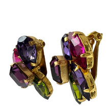 Load image into Gallery viewer, Tourmaline Colorful Crystal Multicolored Statement Clip Earrings

