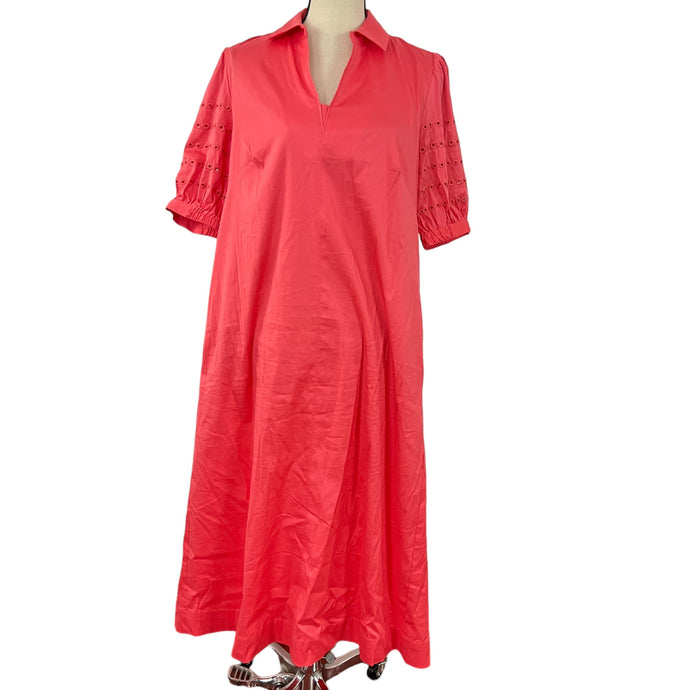 Chico's Coral Short Sleeves Midi Dress w/Pockets Size 1