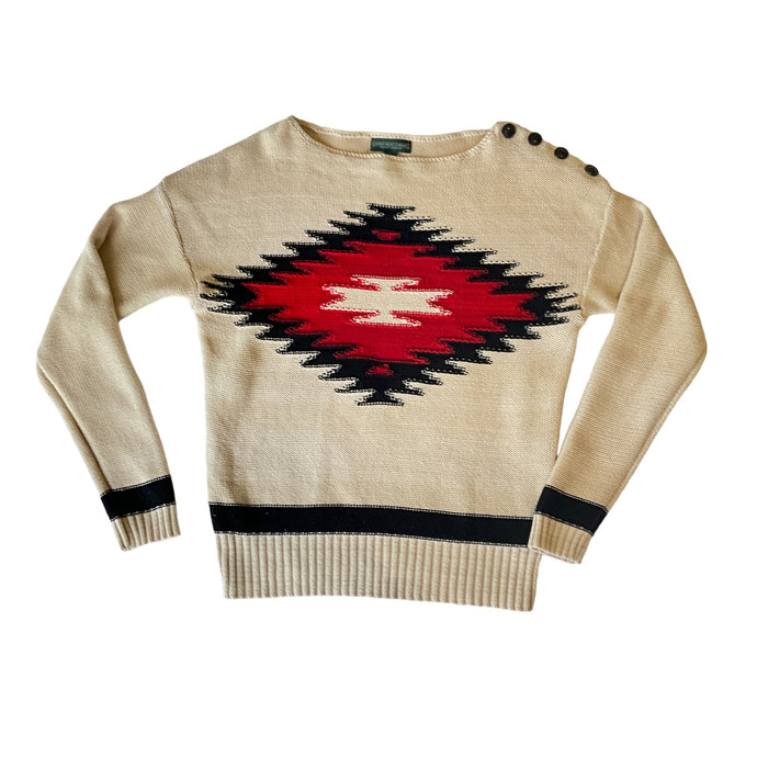 Ralph Lauren LRL Aztec Knit Pullover Sweater Size Small 