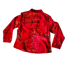 Load image into Gallery viewer, Chico&#39;s Rich Embroidered Raw Silk Floral Asian Art-to-Wear Jacket Size 2
