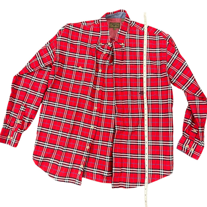 Roper 100% Cotton Red Plaid Button-Up Shirt Size Medium 