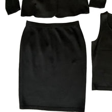 Load image into Gallery viewer, St John Black 3 Pieces Knit Skirt Suit Size 8
