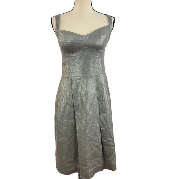 Cynthia Steffe Metallic Cross Back Linen Dress Size 10