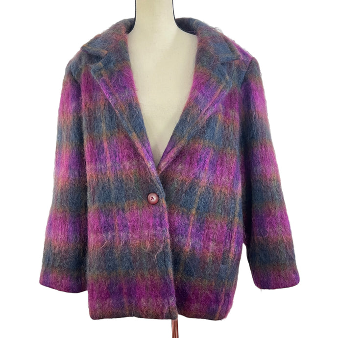 Dolores Unique Designs Vintage 80s Purple Mohair Wool Coat 