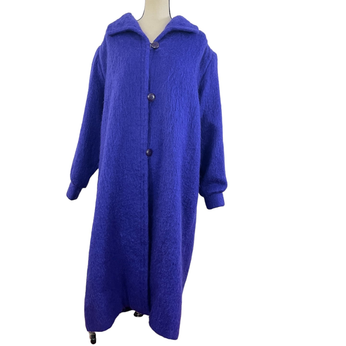 Dolores Unique Design Vintage 80s Purple Mohair Wool Coat