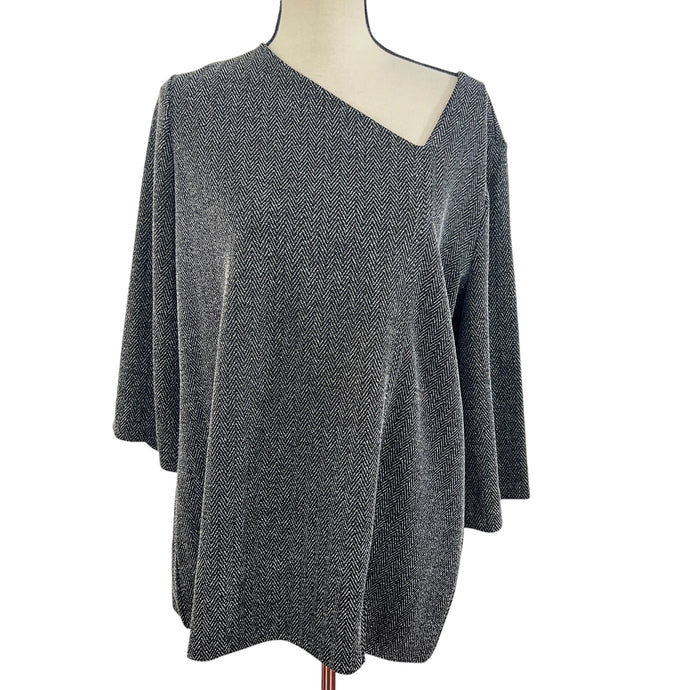 Chico's Asymmetrical Tunic Top 3/4 Sleeve Size 2