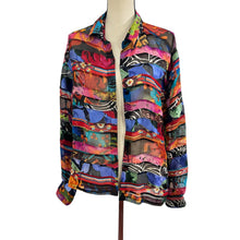 Load image into Gallery viewer, Chico&#39;s Silk Patchwork Button Up Top Size 2XL 
