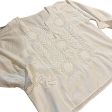 Load image into Gallery viewer, Vintage Peasant Tunic Embroidered White Floral Top Plus Size XL
