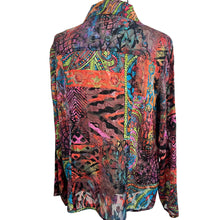Load image into Gallery viewer, Chico&#39;s Paisley Rayon Silk Button Up Sheer Shirt Size 2 
