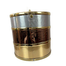 Load image into Gallery viewer, Vintage MCM Shelton Ware Gold, Silver, Copper Banded Insulated Ice Bucket
