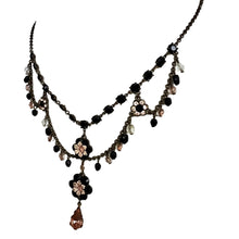 Load image into Gallery viewer, Michael Negrin Y-Drop Necklace Pink Crystal Flower Leaves 18&quot; Adjustable
