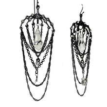 Load image into Gallery viewer, Black Chandelier Earrings 4&quot;
