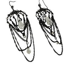 Load image into Gallery viewer, Black Chandelier Earrings 4&quot;
