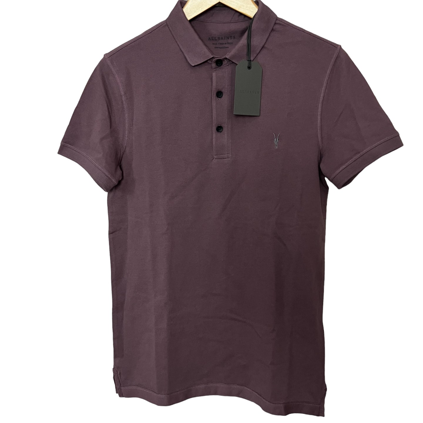 All Saints Reform SS Polo Shirt Sage Purple Size Small