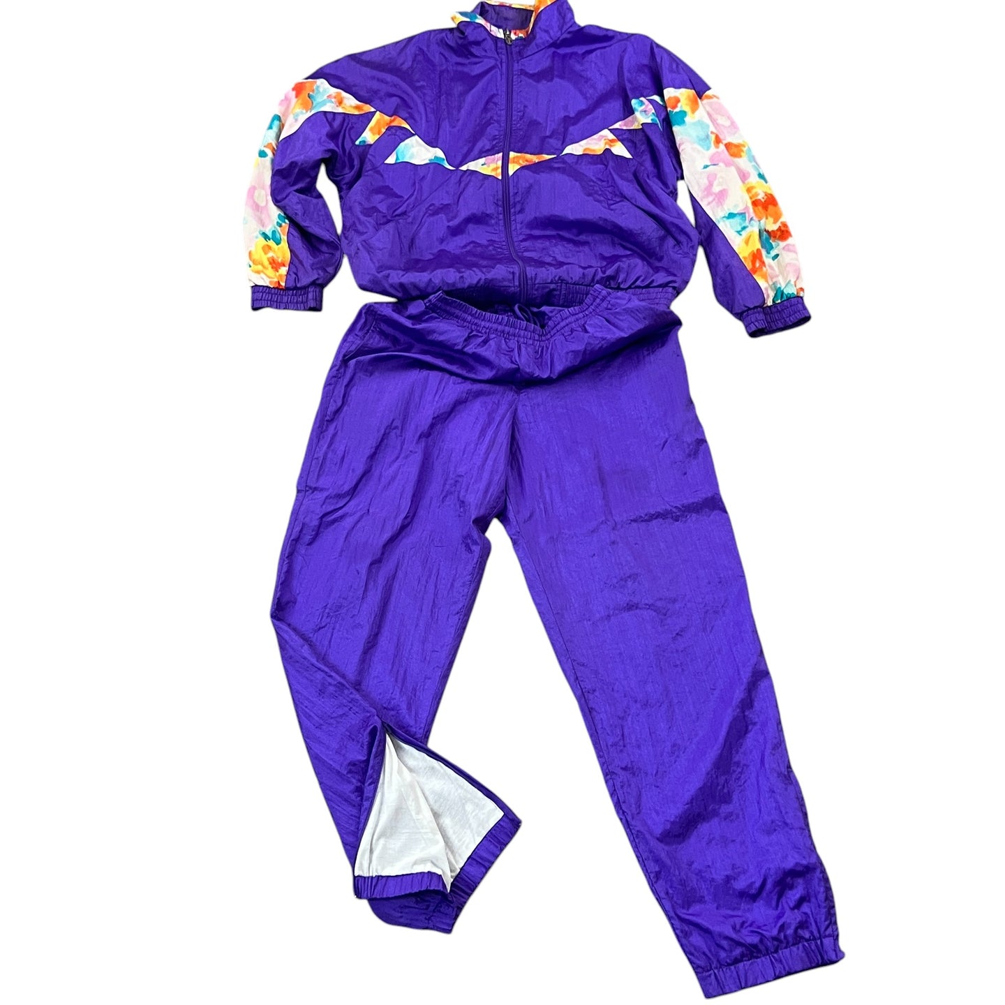 Vintage 80s Purple Windbreaker Track Suit Size M