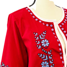 Load image into Gallery viewer, Embroidered Linen Blend Jacket Top Size Large
