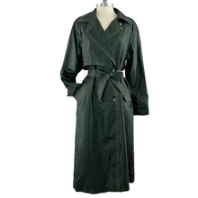 Load image into Gallery viewer, Womens 80s Full Length Green Trench Rain Coat Size 9/10 
