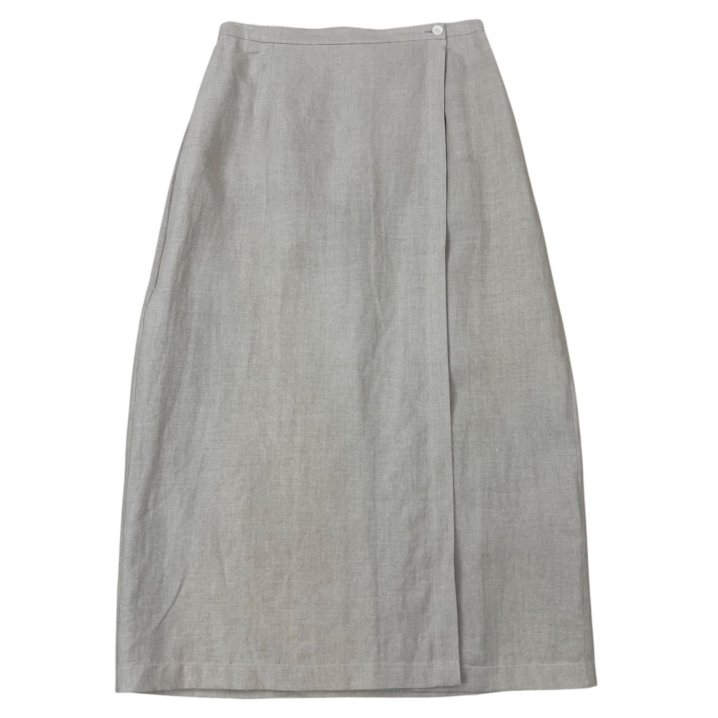 Long Khaki Skirt 100% Linen Size Large