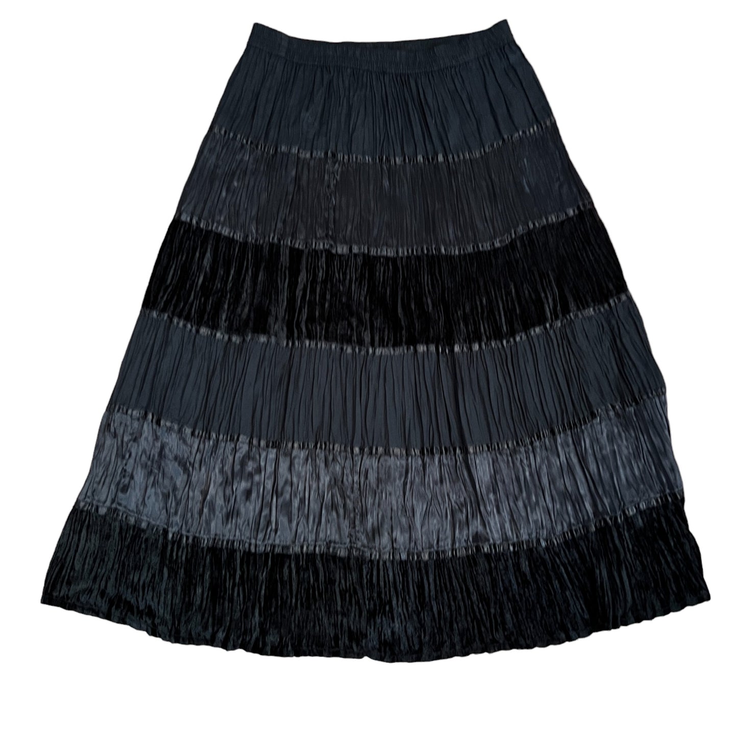 Black Velvet Crinkle Peasant Skirt Size XL 