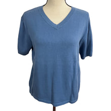 Load image into Gallery viewer, Eddie Baver V Neck Short Sleeves Knit Womens Top 100% Cotton Size Large
