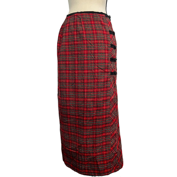 Vintage Long Red Plaid Skirt Size Medium 