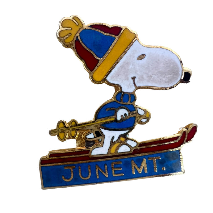 Vintage SNOOPY SKI PIN June Mountain California Hat Pin Lapel, Collectible VV120