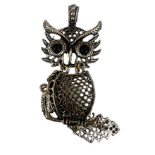 Load image into Gallery viewer, Silver Tone Owl Pendant 3&quot; 
