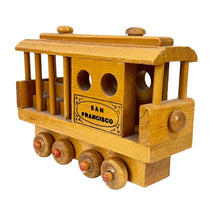 Load image into Gallery viewer, Vintage Wooden San Francisco Cable Car Toy on Wheels Souvenir 6.5 inch
