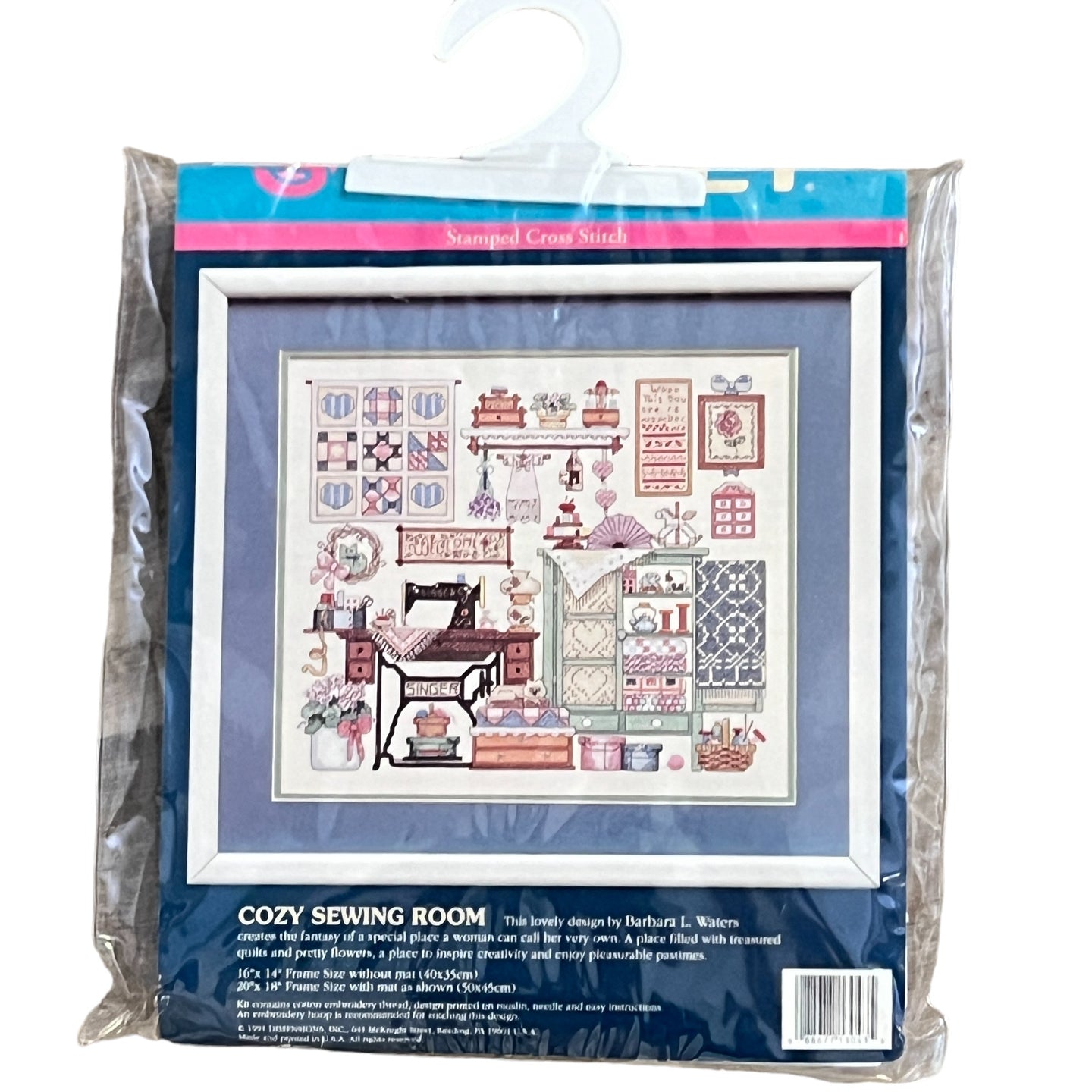 Vintage Sunset COZY SEWING ROOM #13043 Stamped Cross Stitch Kit B Waters