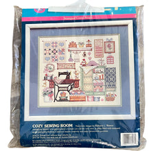 Load image into Gallery viewer, Vintage Sunset COZY SEWING ROOM #13043 Stamped Cross Stitch Kit B Waters
