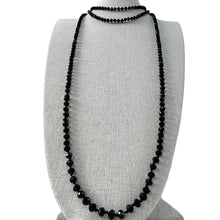 Load image into Gallery viewer, Vintage Extra Long Faceted Black Glass Bead Necklace 72&quot;
