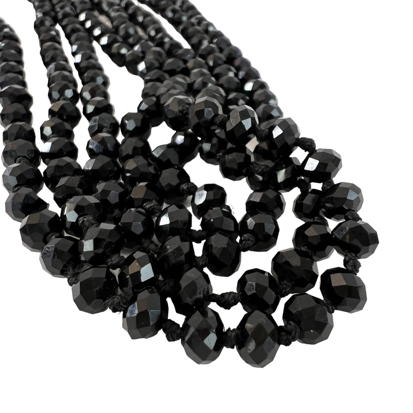 Retro Black Glass Beads Long Necklace