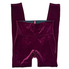 Load image into Gallery viewer, Spanx Shiny Velvet Leggings Size Medium Burgundy Red
