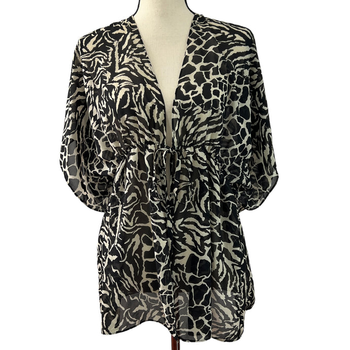 Bisou Bisou Beach Cover Up Leopard Print Mid Length Robe Size Large