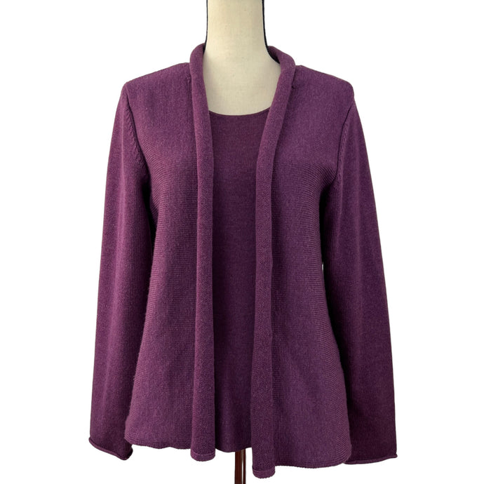 Eileen Fisher Cardigan 100% Merino Wool Ribbed Sweater and Shirt Size Medium