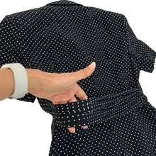 Load image into Gallery viewer, Vintage SL Fashions Black White Polka Dot Dress Short Sleeves Size 10
