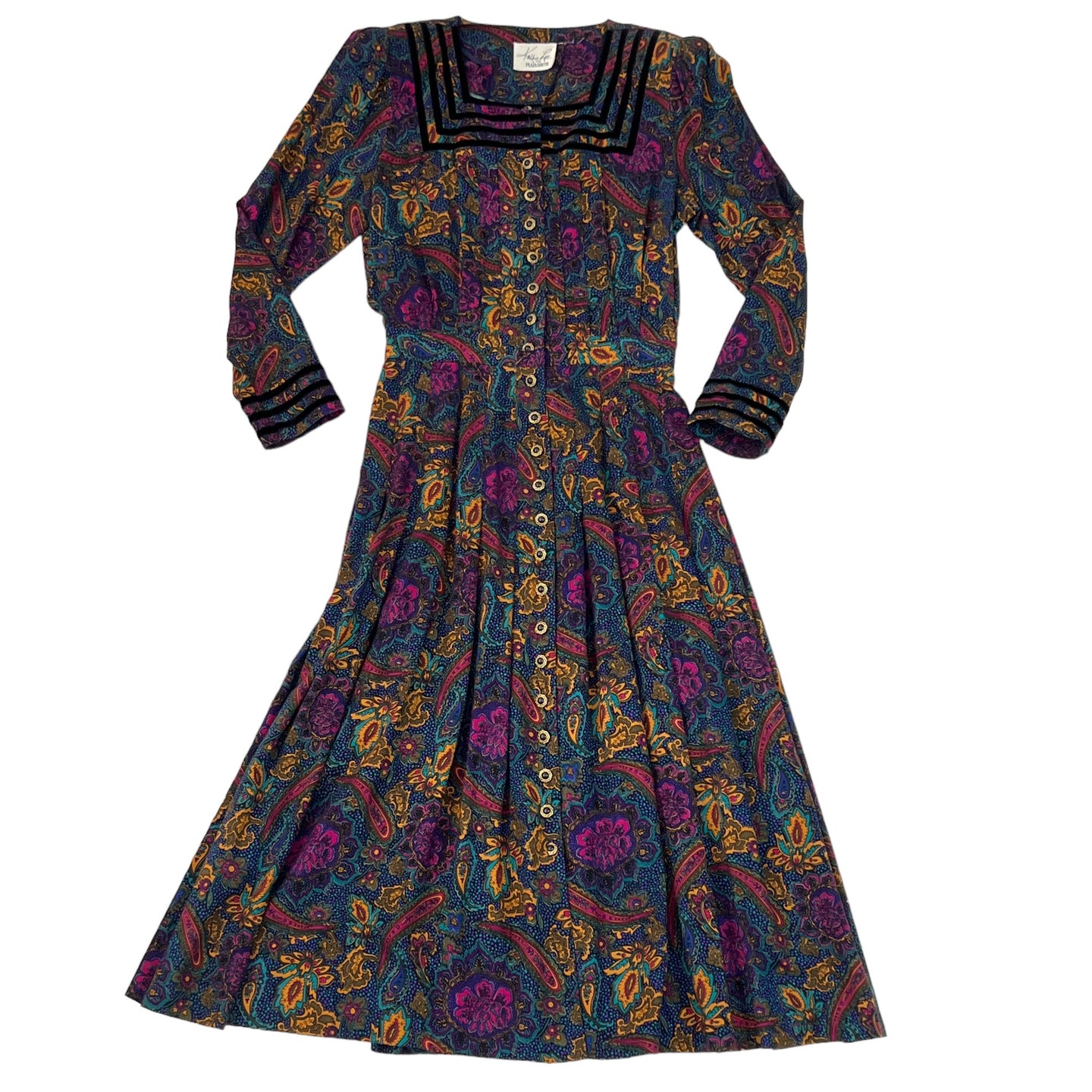 Vintage Paisley Floral Prairie Cottage Core Maxi Dress Size Medium/Large