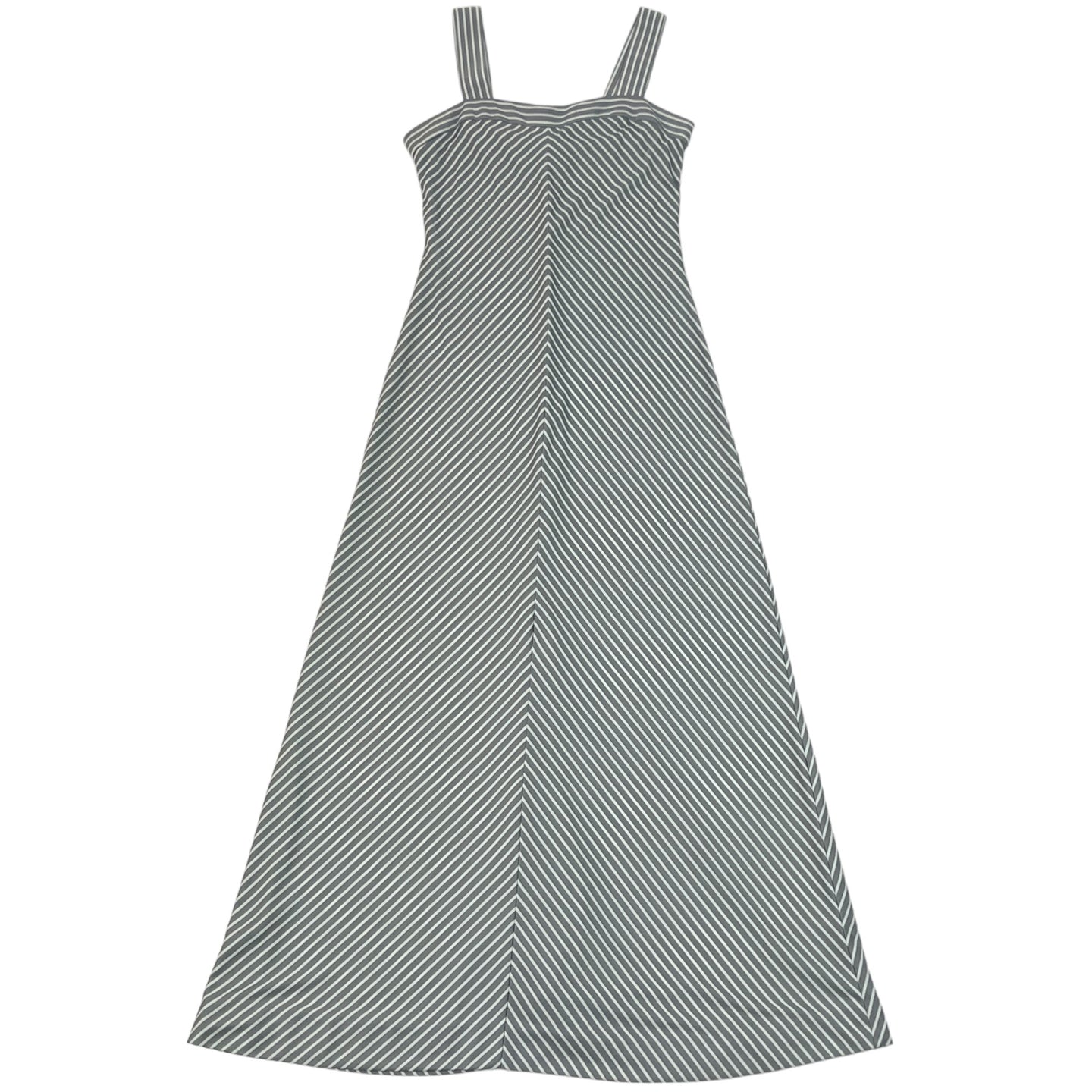 Vintage Gray & White Sleeveless Maxi Dress Size Medium