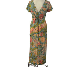 Load image into Gallery viewer, Vintage 90s V Back Maxi Floral Dress Short Sleeves Size 12
