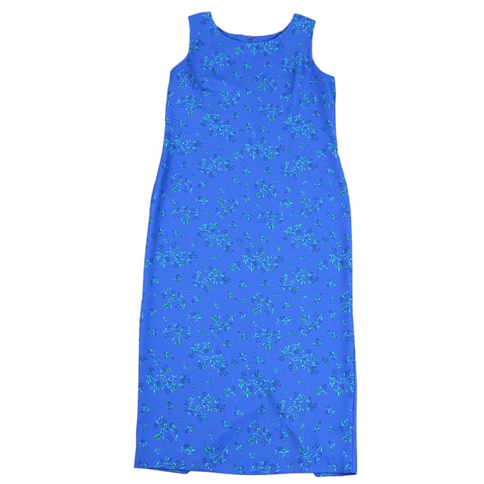 Vintage 90s Blue Floral Sleeveless Dress Size 12P