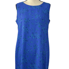 Load image into Gallery viewer, Leslie Faye Dresses Petite Blue Floral Sleeveless Dress Size 12P
