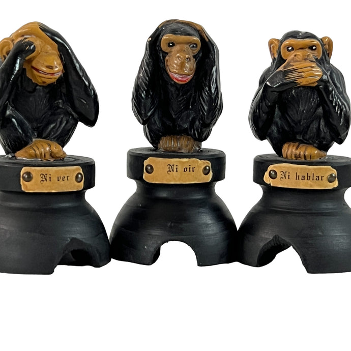 The Three Wise Monkeys Handcrafted Vintage set Made in Brazil 