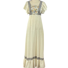 Load image into Gallery viewer, Vintage 70s Boho Ruffle Sleeve Maxi Dress Size Medium
