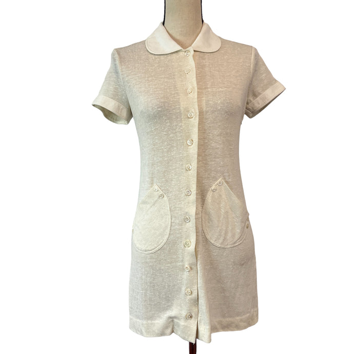 Vintage Gel Bien Ivory Tweed Coat Mini Dress